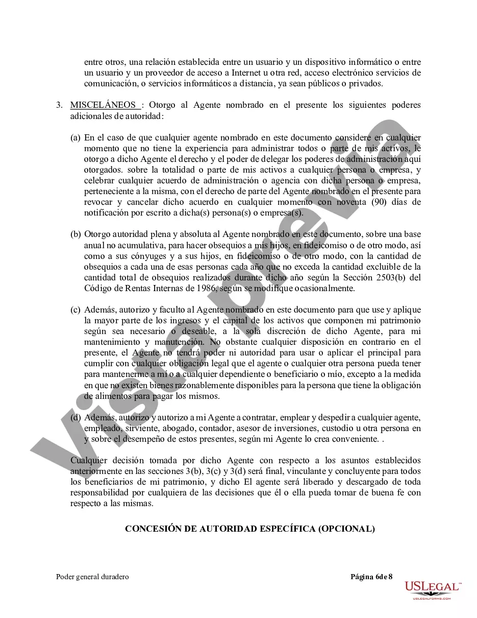 Preview Poder General Duradero para Bienes y Finanzas o Financiero Efectivo Inmediatamente