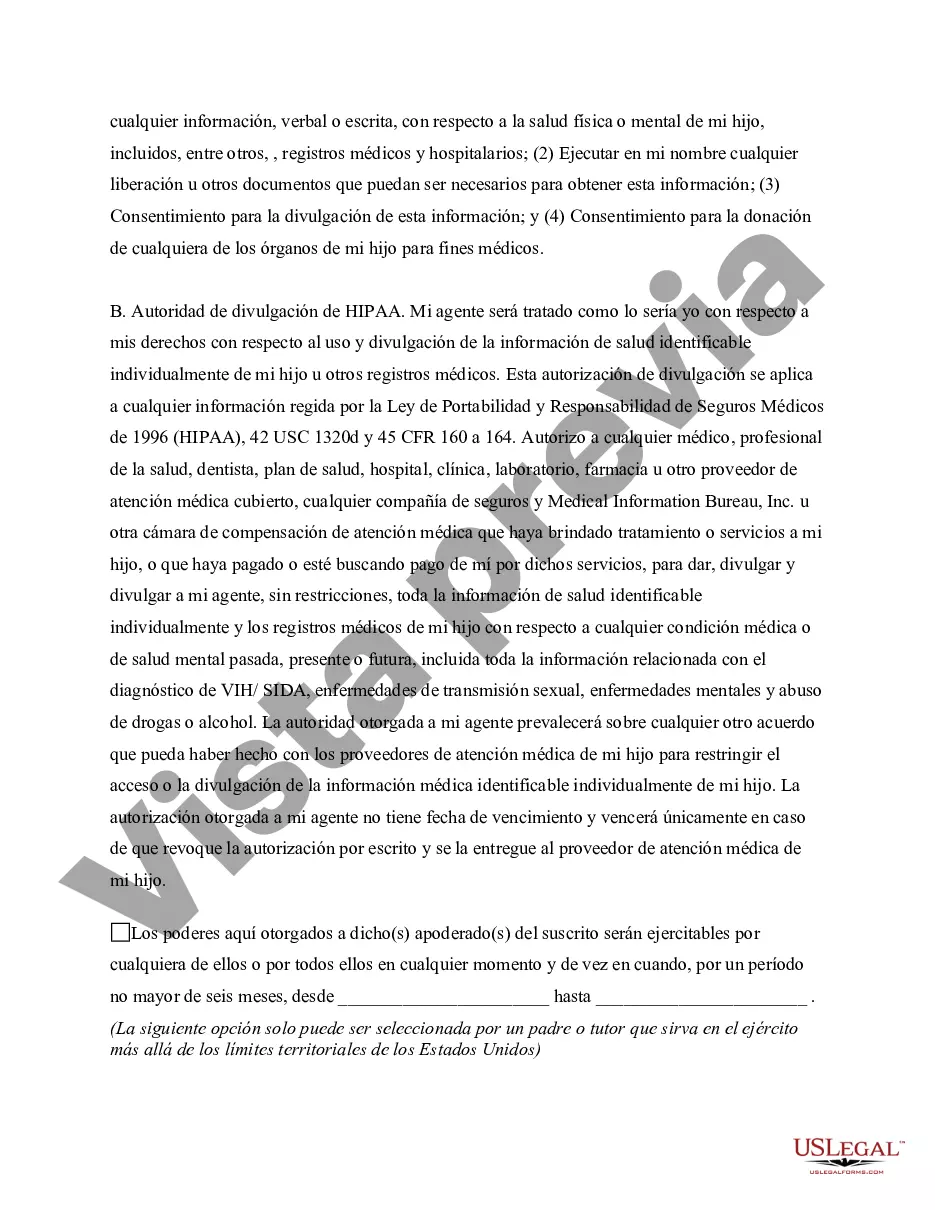 Preview Poder General para el Cuidado y Custodia del Hijo o Hijos
