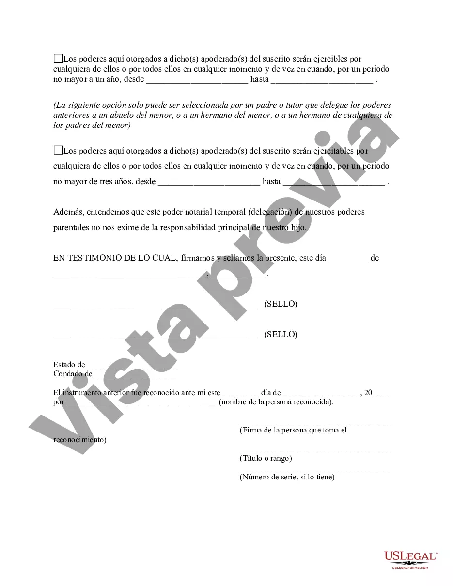 Preview Poder General para el Cuidado y Custodia del Hijo o Hijos