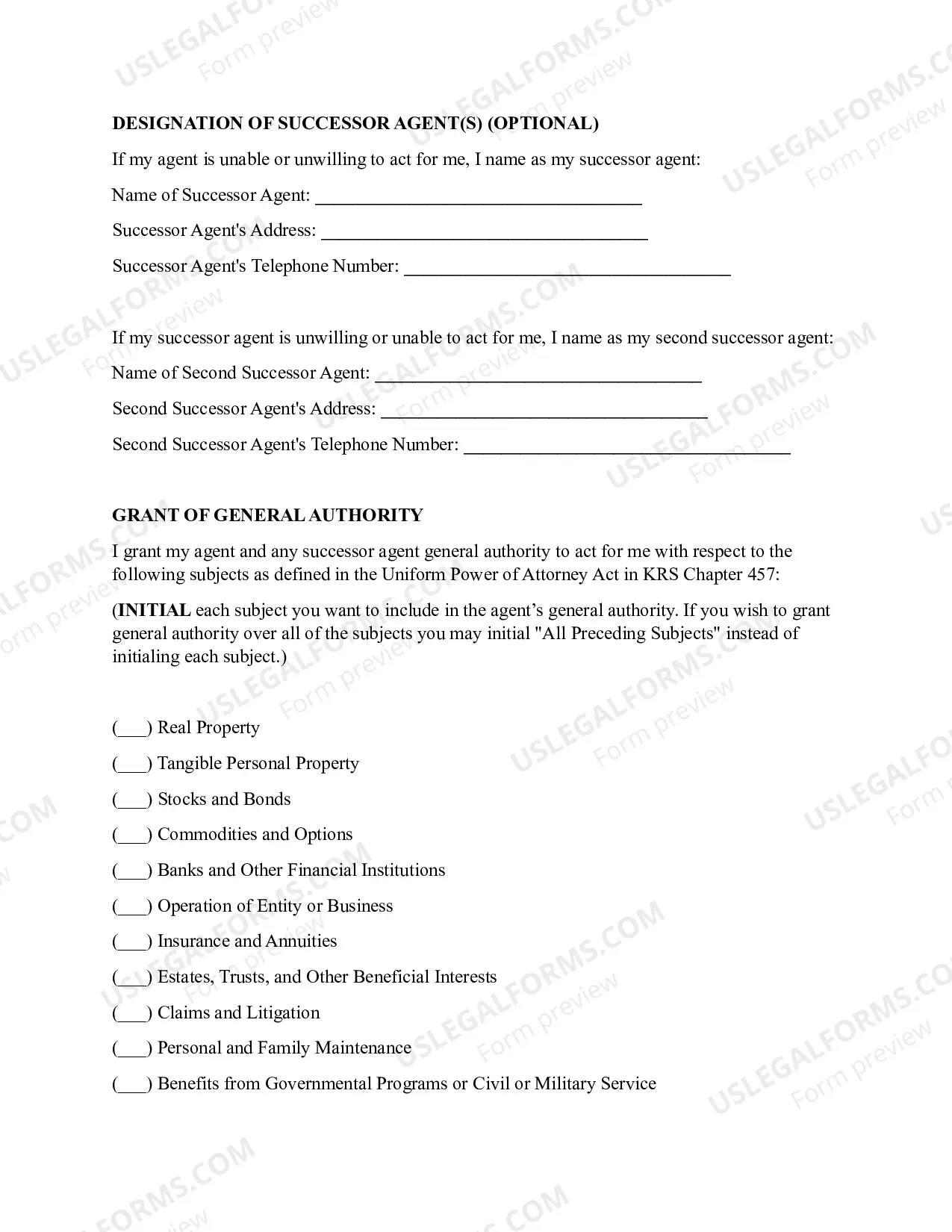 Preview Statutory General Power of Attorney - Kentucky