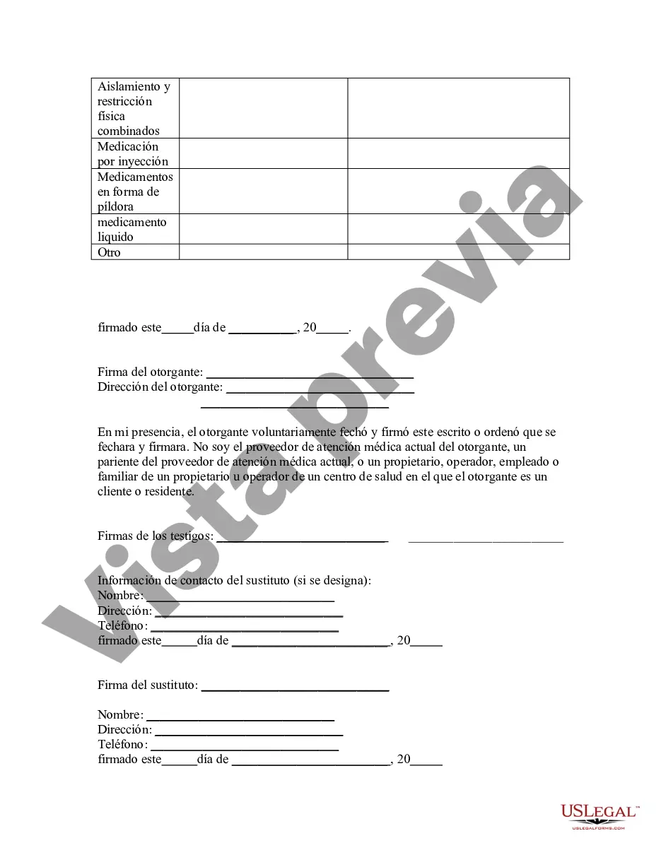 Preview Directiva anticipada legal de Kentucky para el cuidado de la salud mental