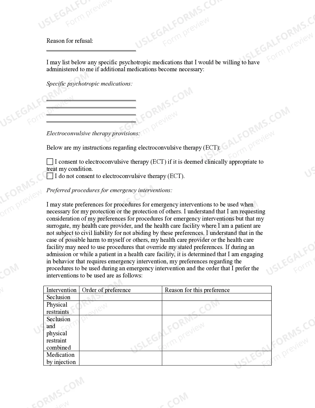 Preview Kentucky Statutory Advance Directive for Mental Health Care