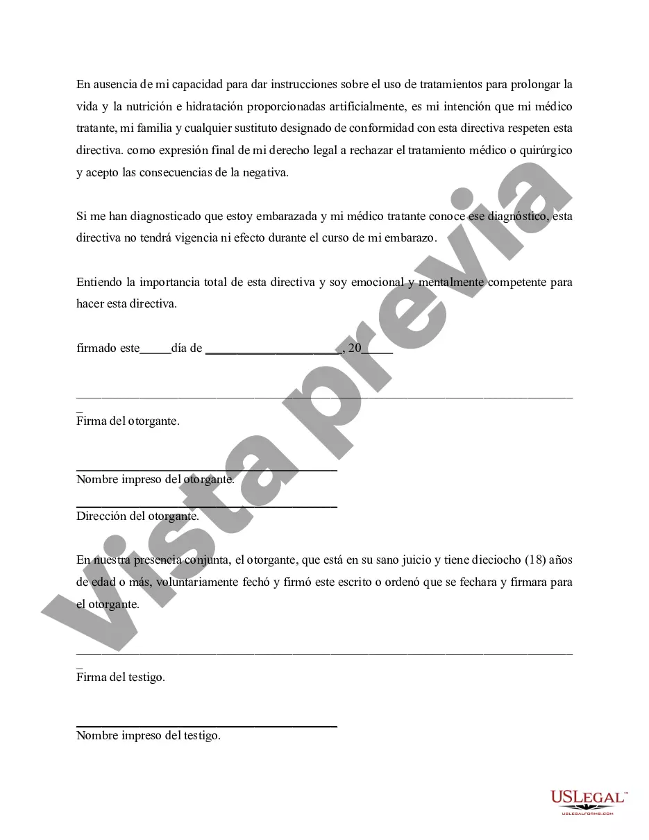 Preview Directiva estatutaria de atención médica/testamento en vida