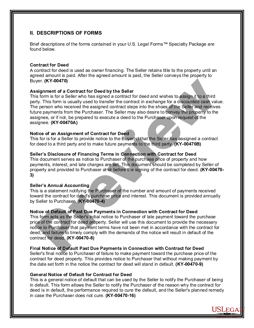 page 2 Contract for Deed Package preview
