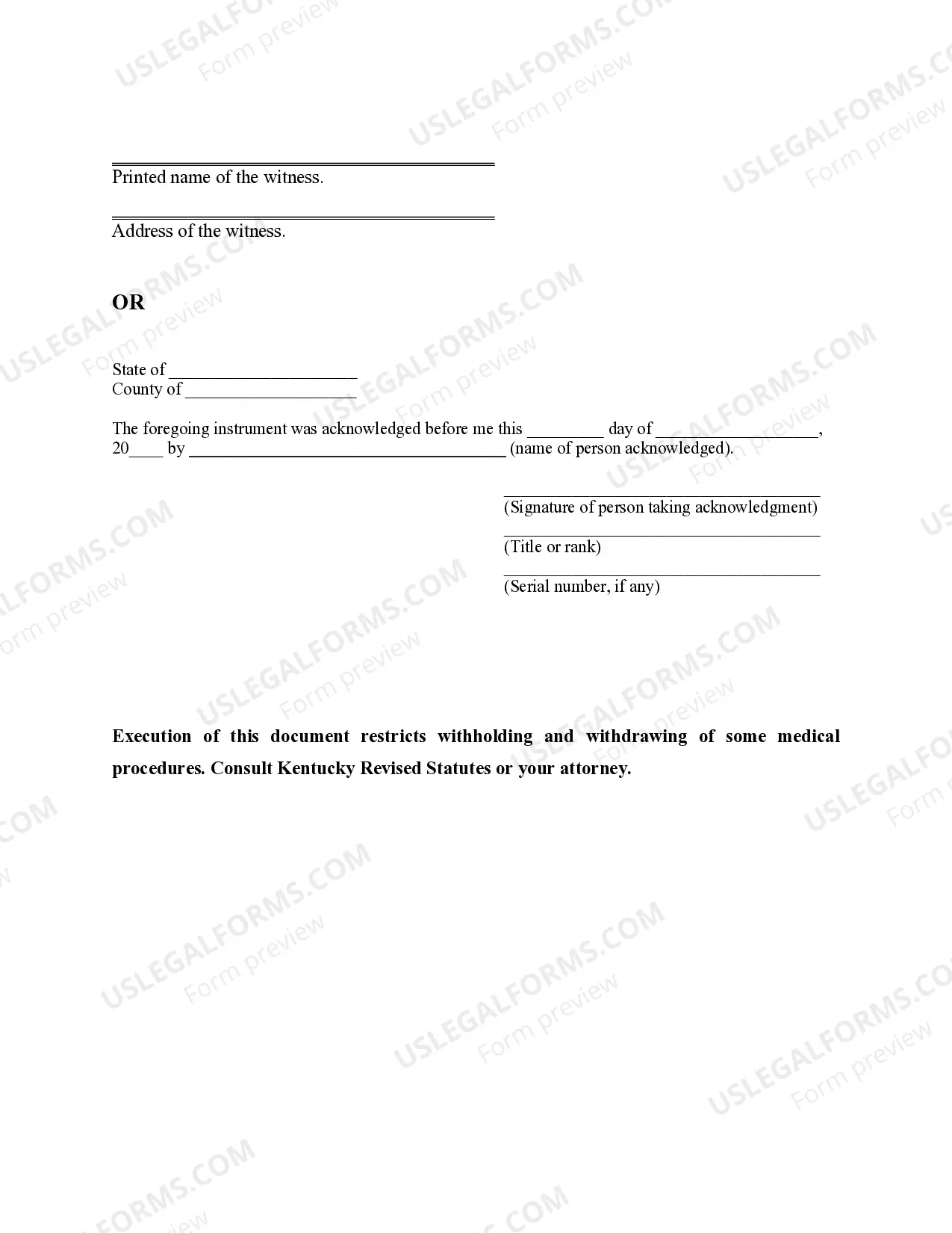 Preview Statutory Health Care Directive / Living Will