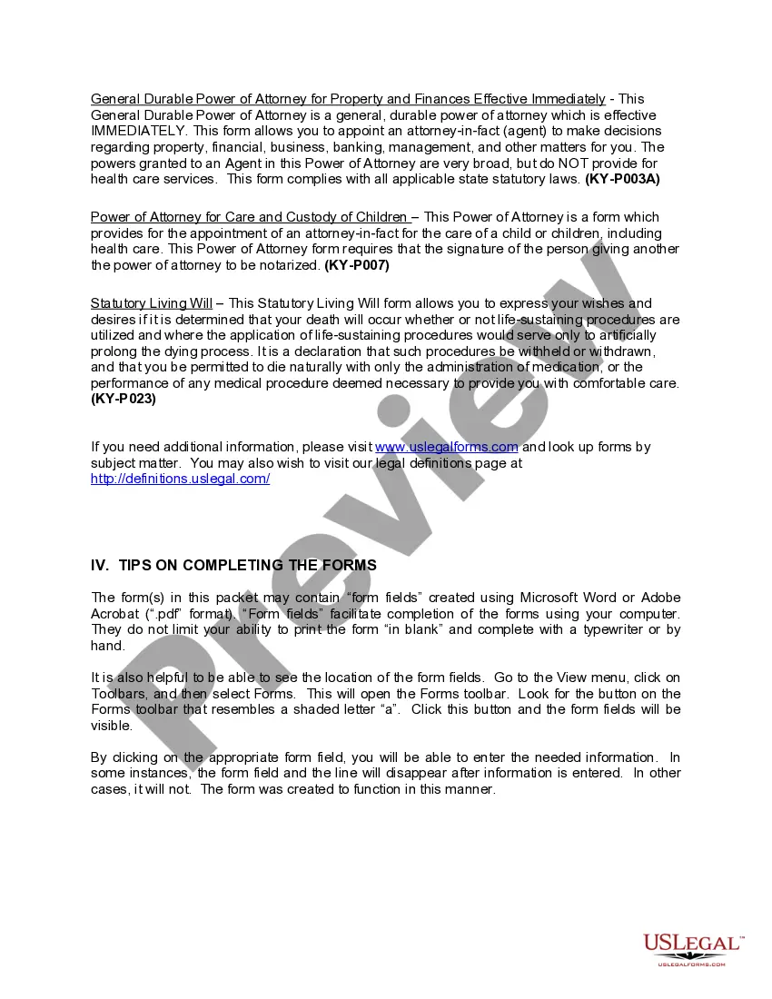 Get Kentucky Power of Attorney Forms Package Preview Kentucky Power of Attorney Forms Package