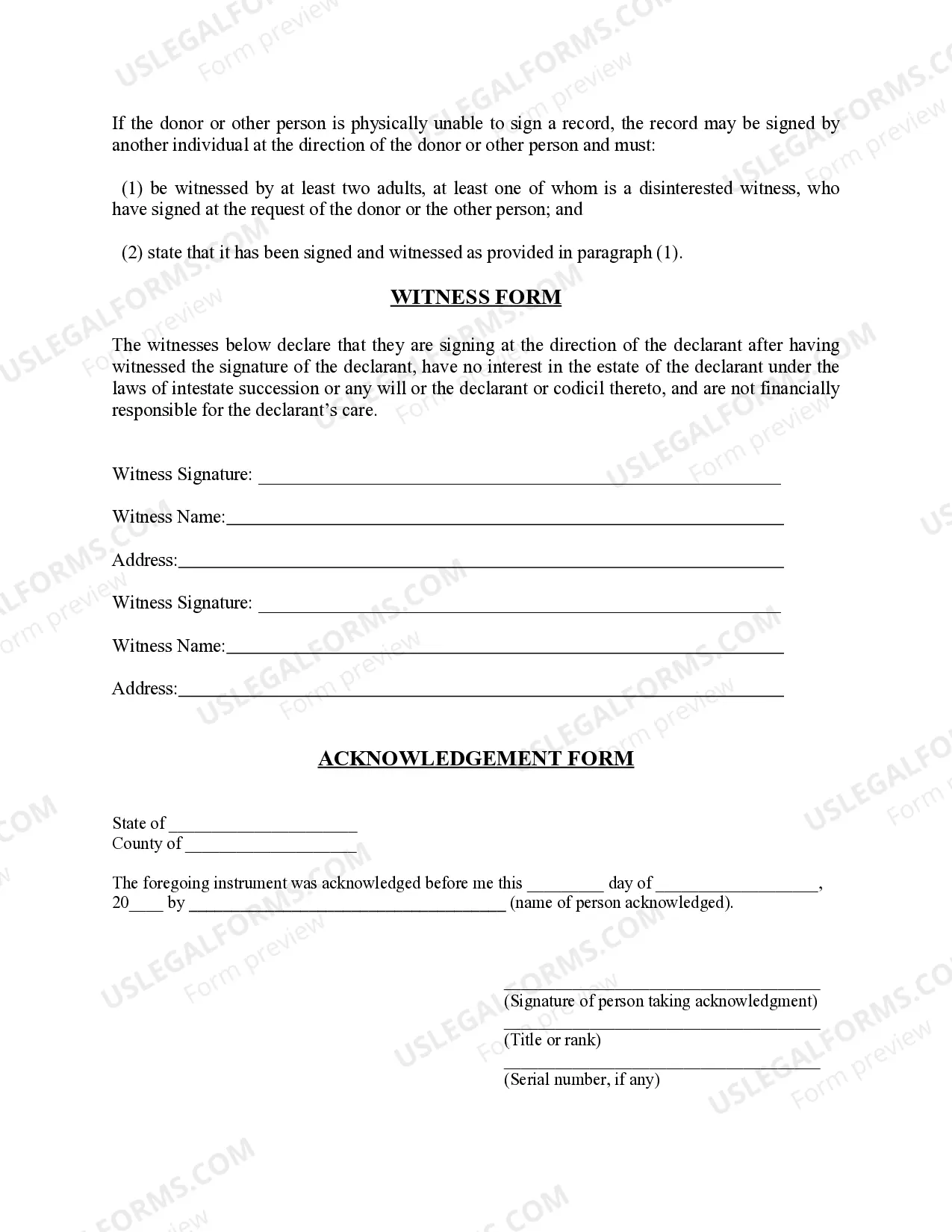 Preview Revised Uniform Anatomical Gift Act Donation