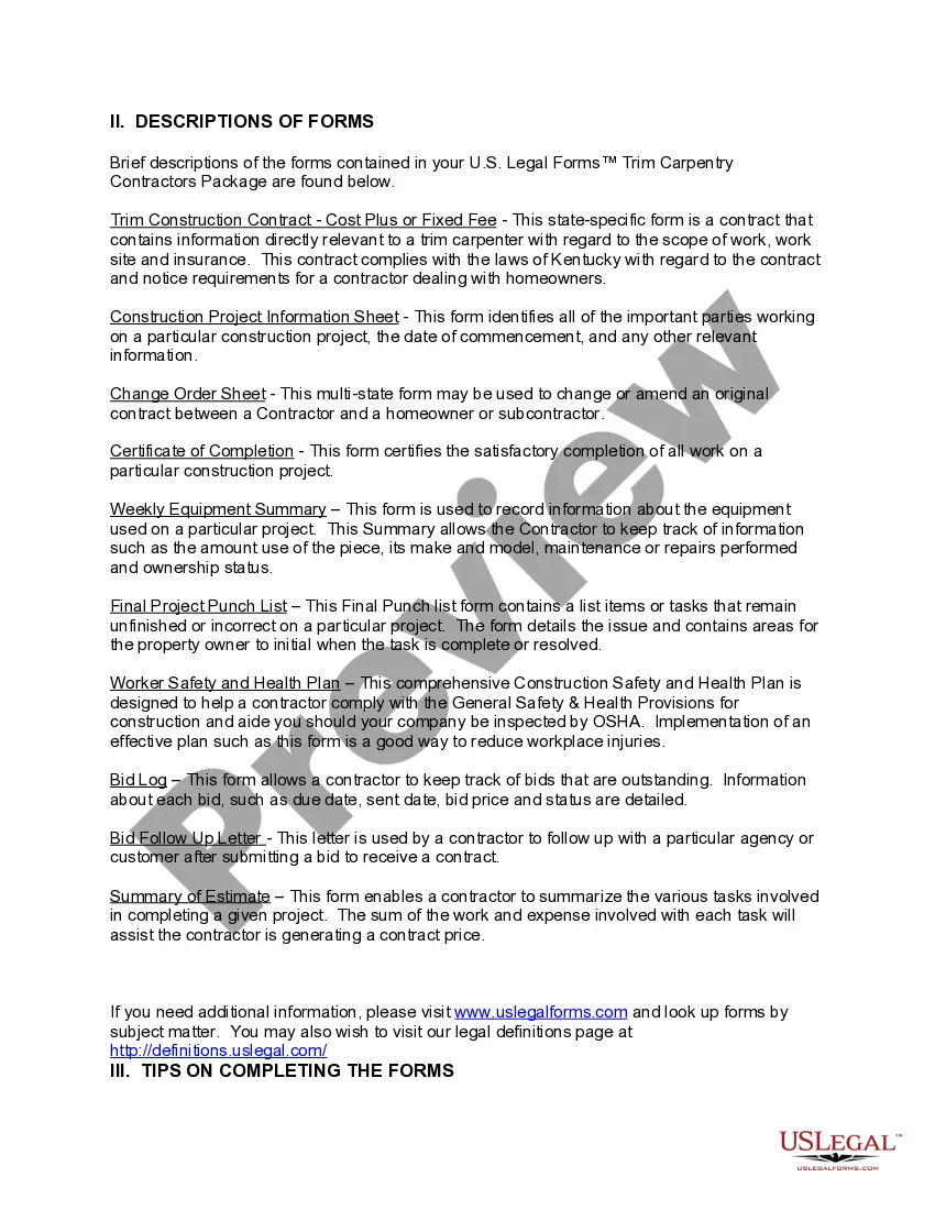 Get Kentucky Trim Carpentry Contractor Package Preview Kentucky Trim Carpentry Contractor Package