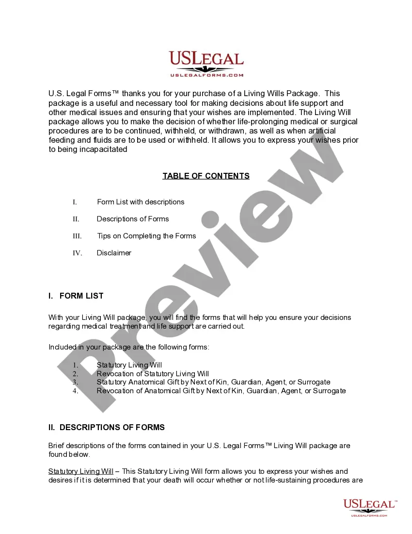 Preview Kentucky Living Wills and Health Care Package