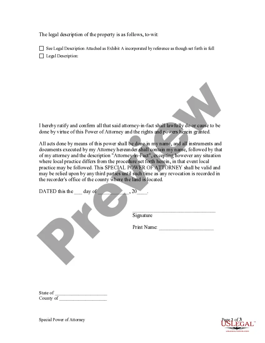 Preview Special or Limited Power of Attorney for Real Estate Sales Transaction By Seller
