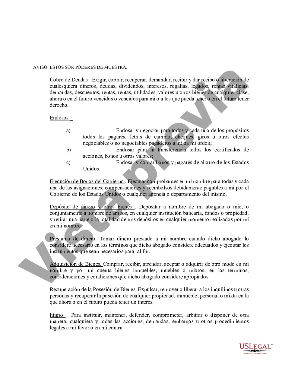 Preview Poder notarial limitado en el que se especifican poderes con ejemplos de poderes incluidos