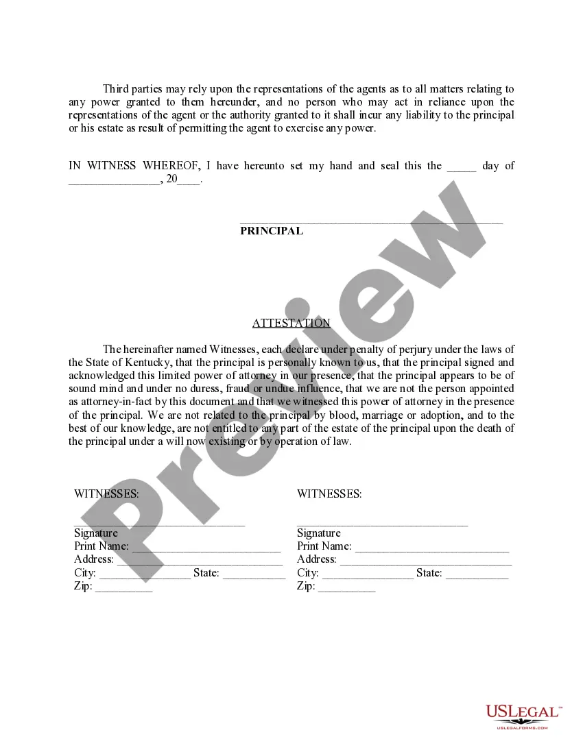 Preview Limited Power of Attorney where you Specify Powers with Sample Powers Included
