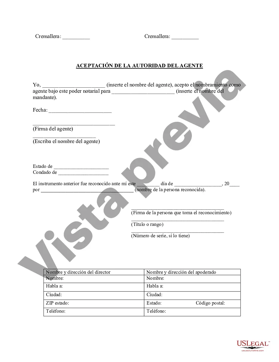 Preview Poder especial duradero para asuntos de cuentas bancarias