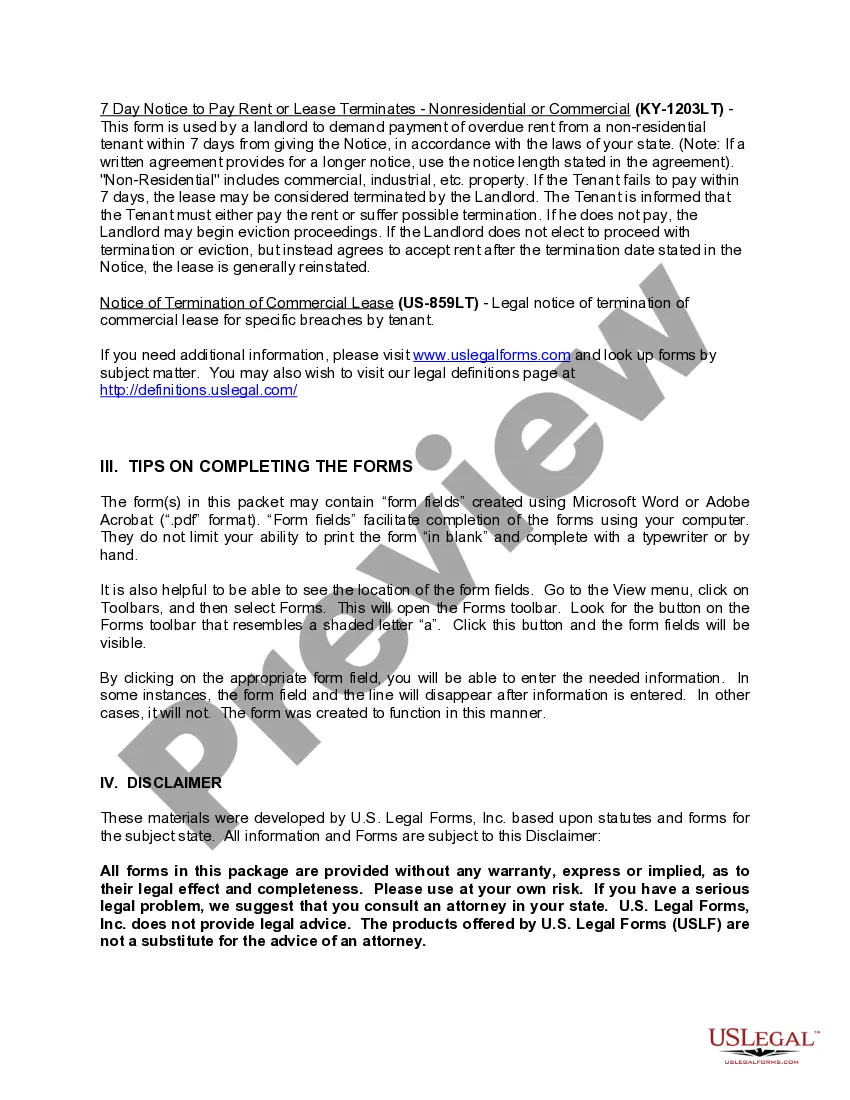 Preview Kentucky Commercial Lease Package