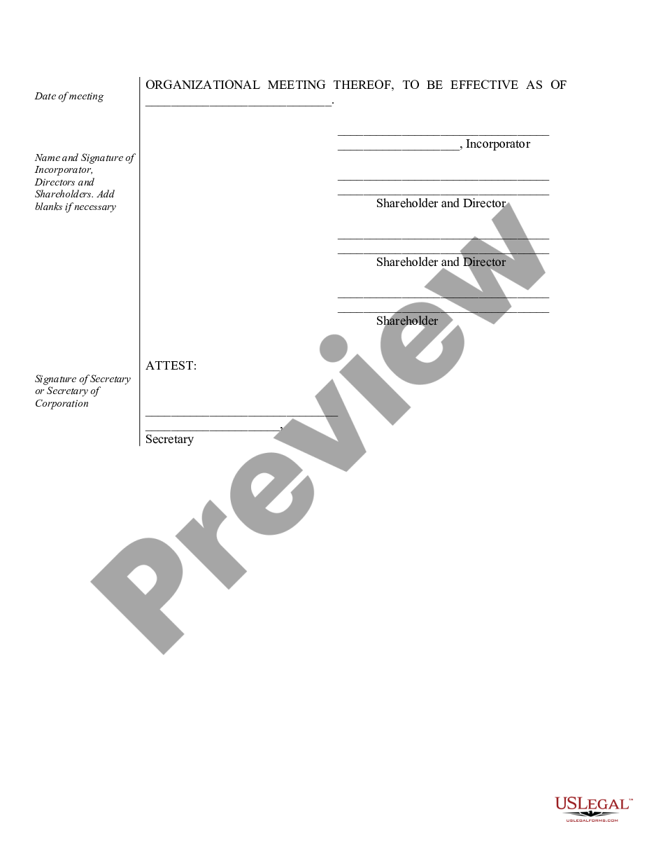 page 7 Organizational Minutes for a Kentucky Professional Service Corporation preview