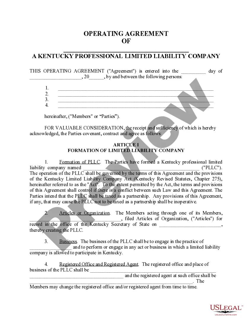 Get Sample Operating Agreement for Professional Limited Liability Company PLLC Preview Sample Operating Agreement for Professional Limited Liability Company PLLC