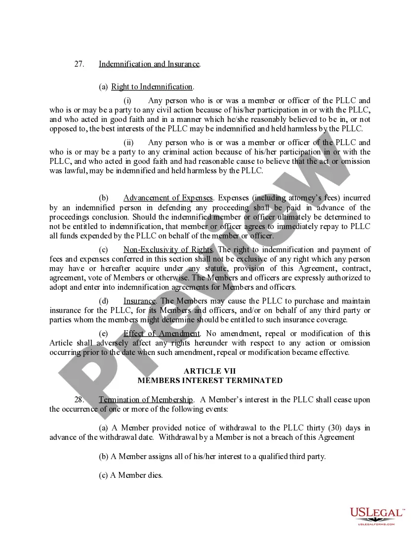 Get Sample Operating Agreement for Professional Limited Liability Company PLLC Preview Sample Operating Agreement for Professional Limited Liability Company PLLC