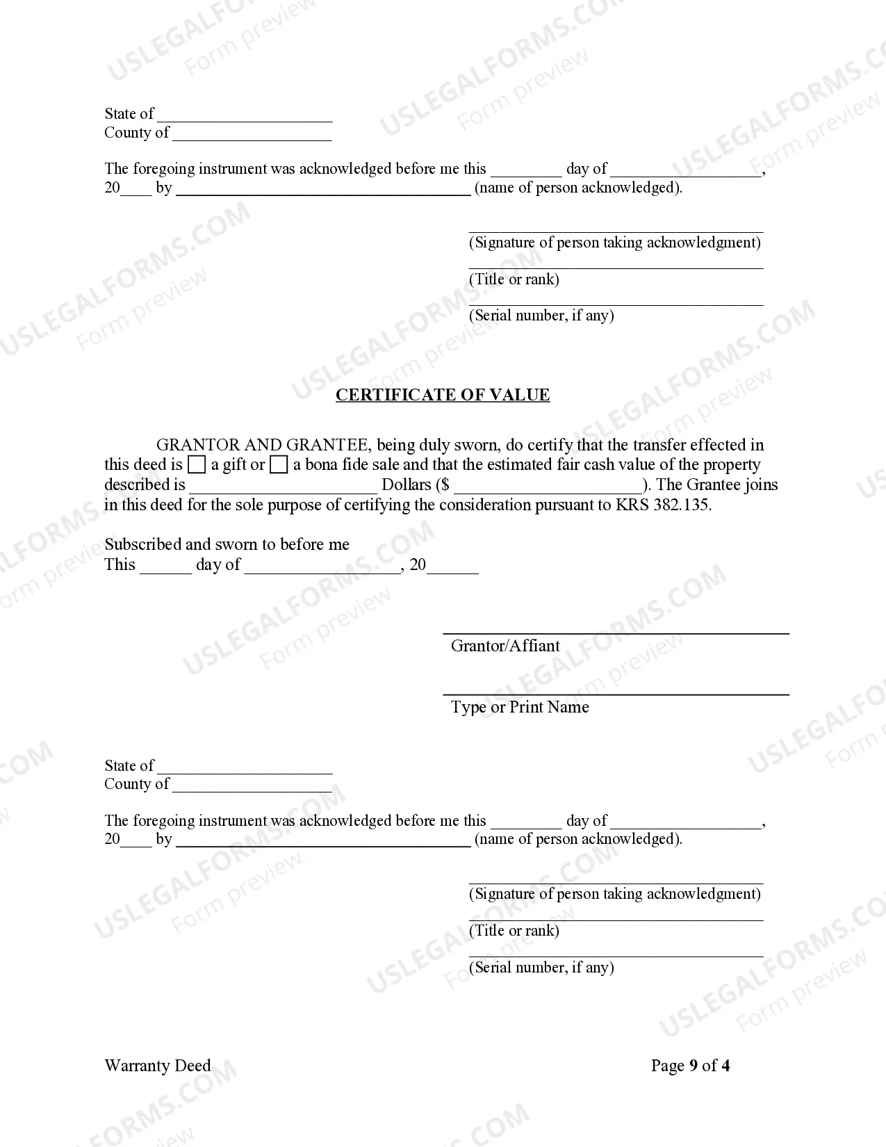 Preview Warranty Deed for Husband and Wife Converting Property from Tenants in Common to Joint Tenancy