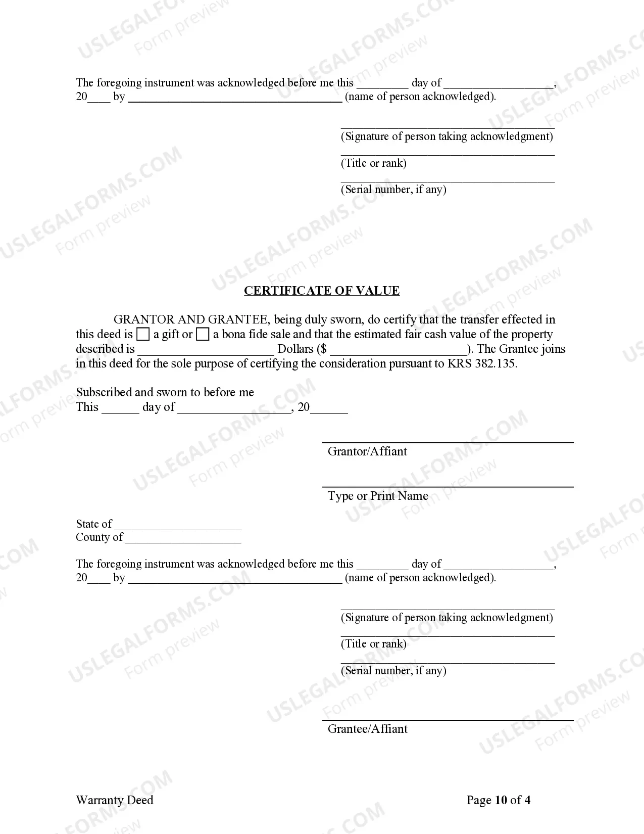 Preview Warranty Deed for Parents to Child with Reservation of Life Estate