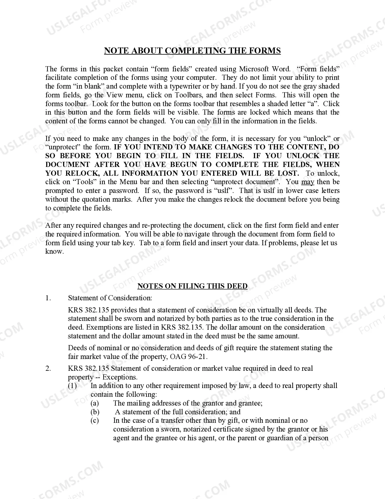 Preview Warranty Deed for Parents to Child with Reservation of Life Estate