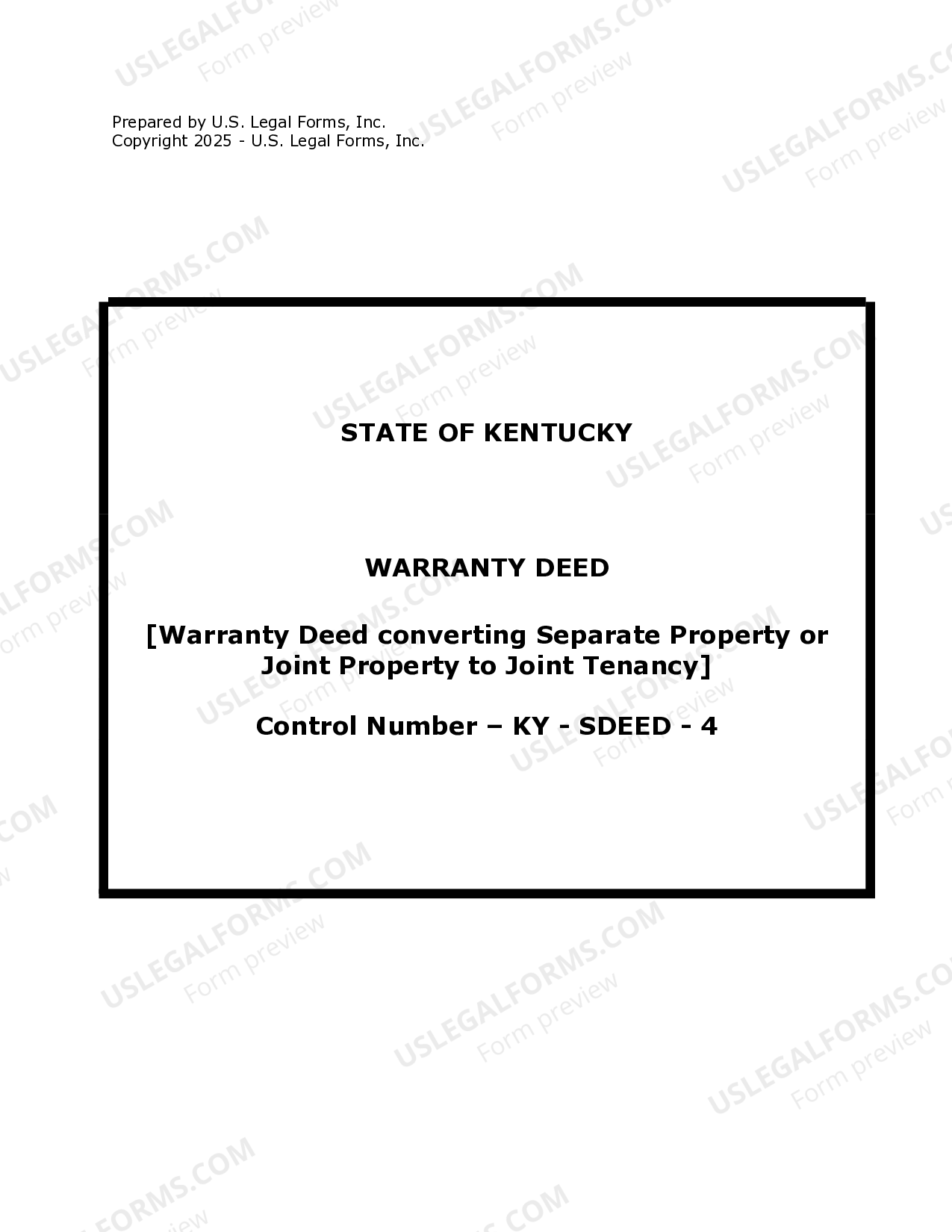 Kentucky Warranty Deed for Separate or Joint Property to Joint Tenancy