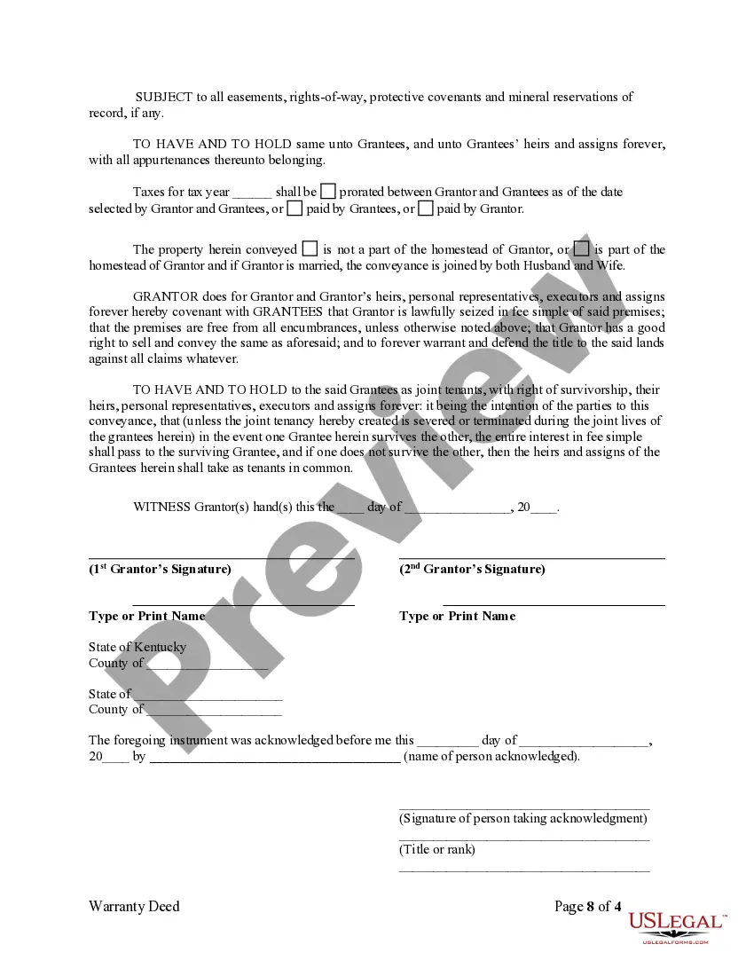 Get Warranty Deed for Separate or Joint Property to Joint Tenancy Preview Warranty Deed for Separate or Joint Property to Joint Tenancy