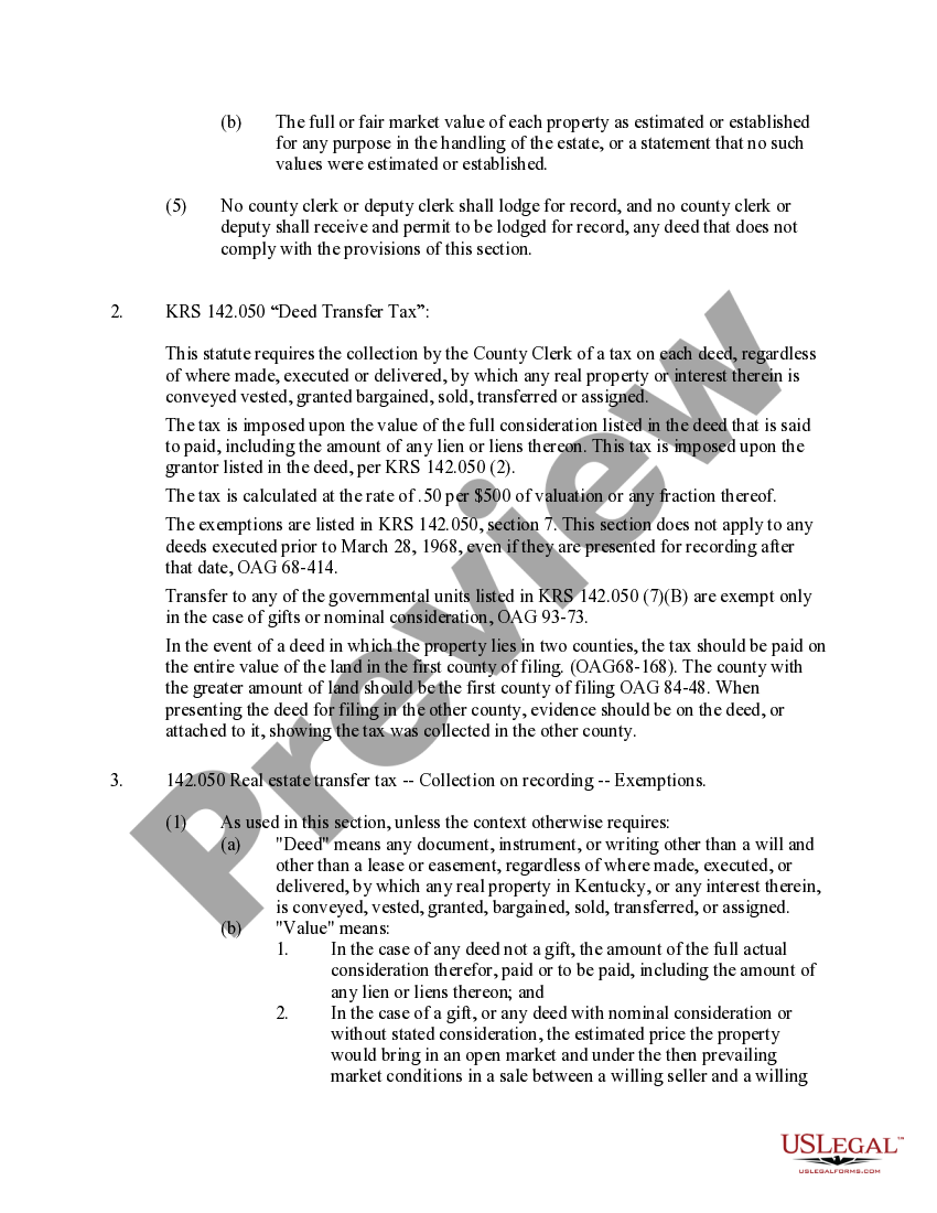 Kentucky Fiduciary Deed for use by Executors, Trustees, Trustors