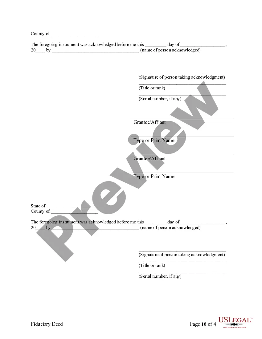 Get Fiduciary Deed for use by Executors, Trustees, Trustors, Administrators and other Fiduciaries Preview Fiduciary Deed for use by Executors, Trustees, Trustors, Administrators and other Fiduciaries