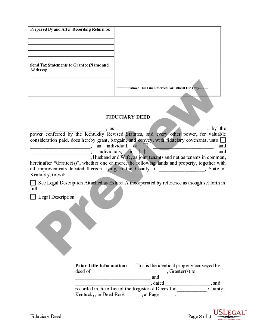 Get Fiduciary Deed for use by Executors, Trustees, Trustors, Administrators and other Fiduciaries Preview Fiduciary Deed for use by Executors, Trustees, Trustors, Administrators and other Fiduciaries