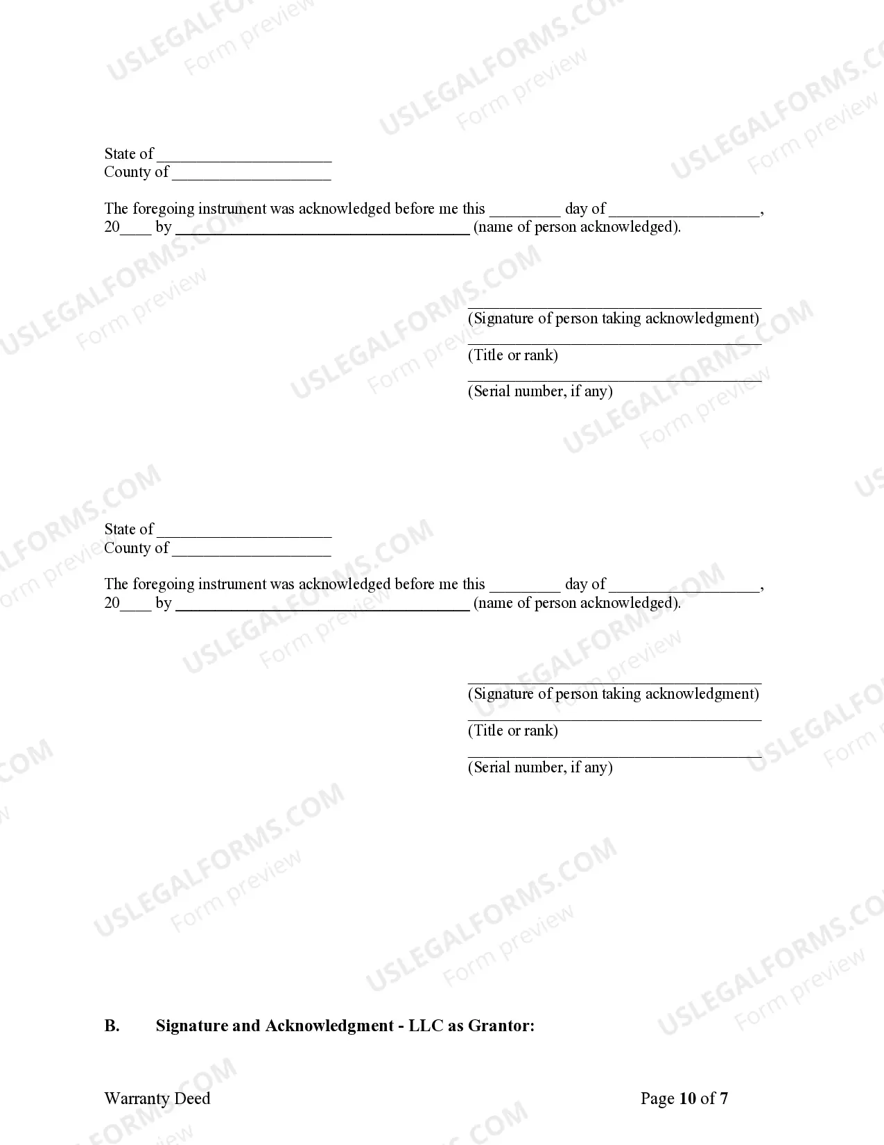 Preview Warranty Deed from Limited Partnership or LLC is the Grantor, or Grantee