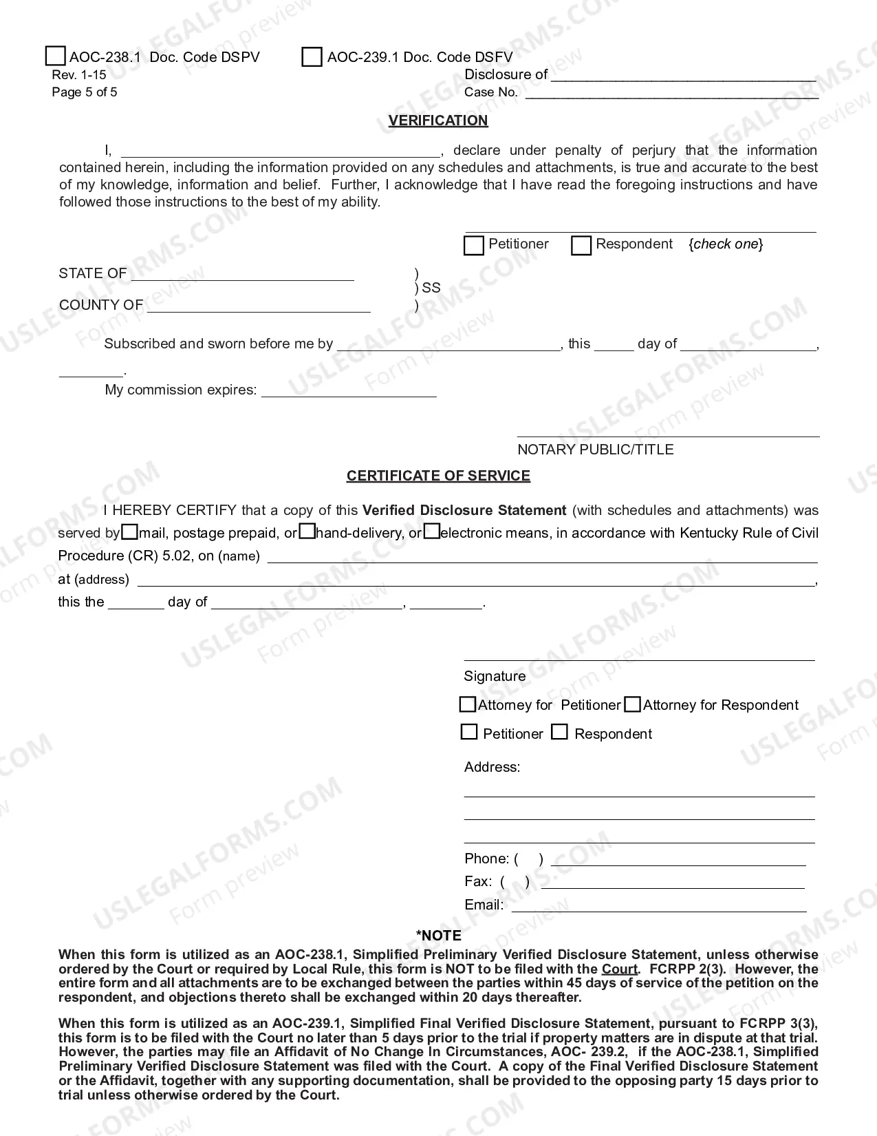 Preview Simplified [ ] Preliminary [ ] Final Verified Disclosure Statement