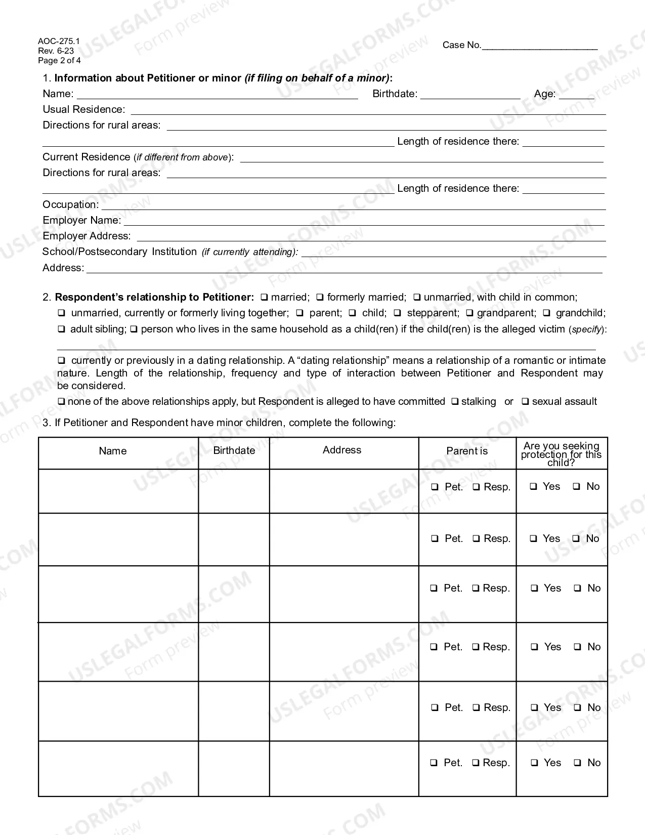 Preview Petition-Motion for Order of Protection