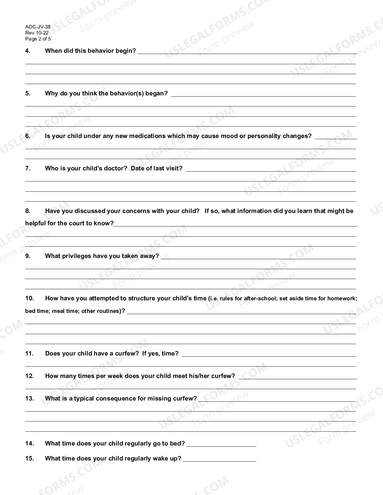 Preview Affidavit and Beyond Control of Parent Evaluation Form