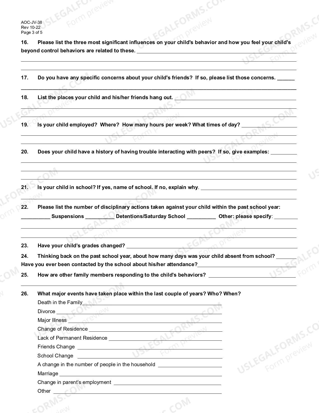 Preview Affidavit and Beyond Control of Parent Evaluation Form