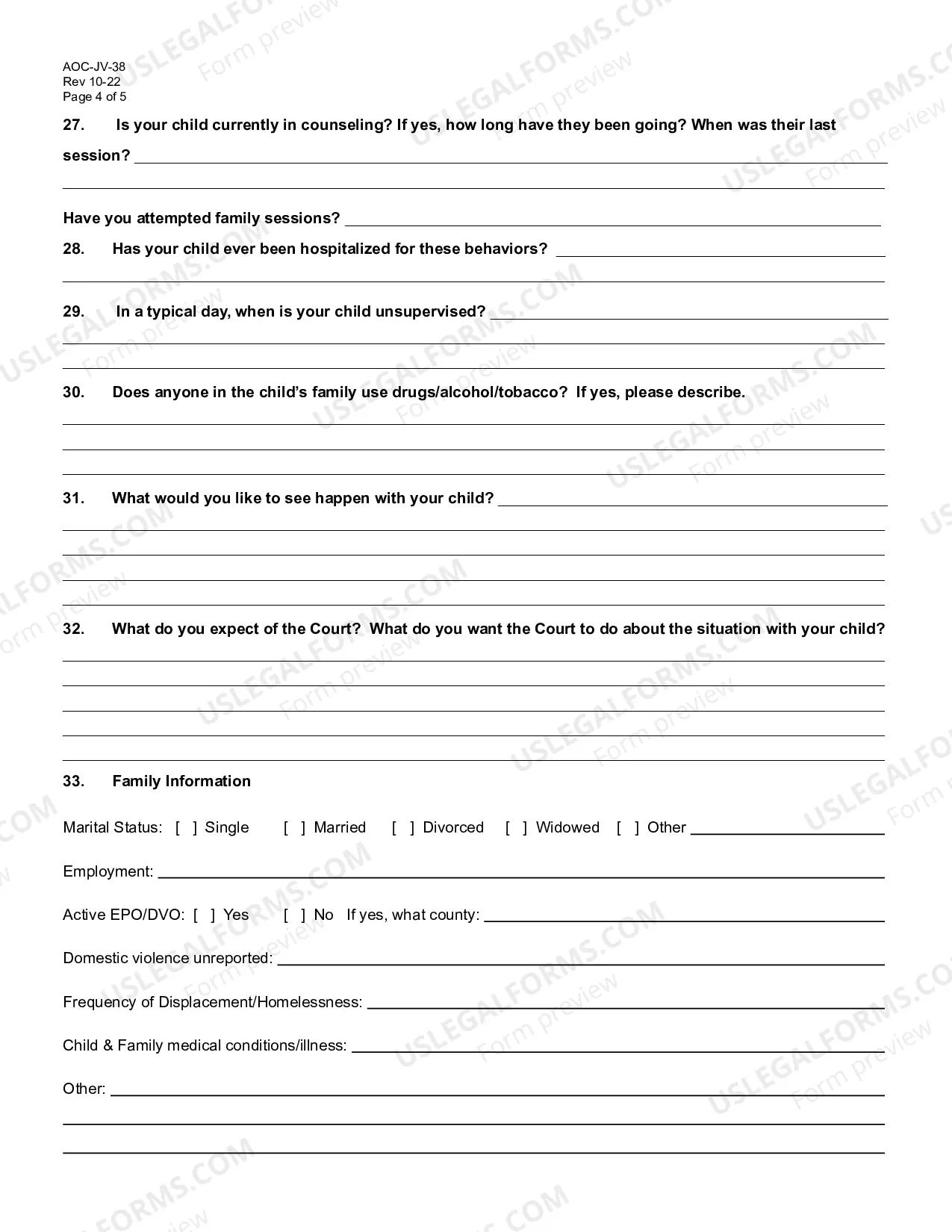 Preview Affidavit and Beyond Control of Parent Evaluation Form