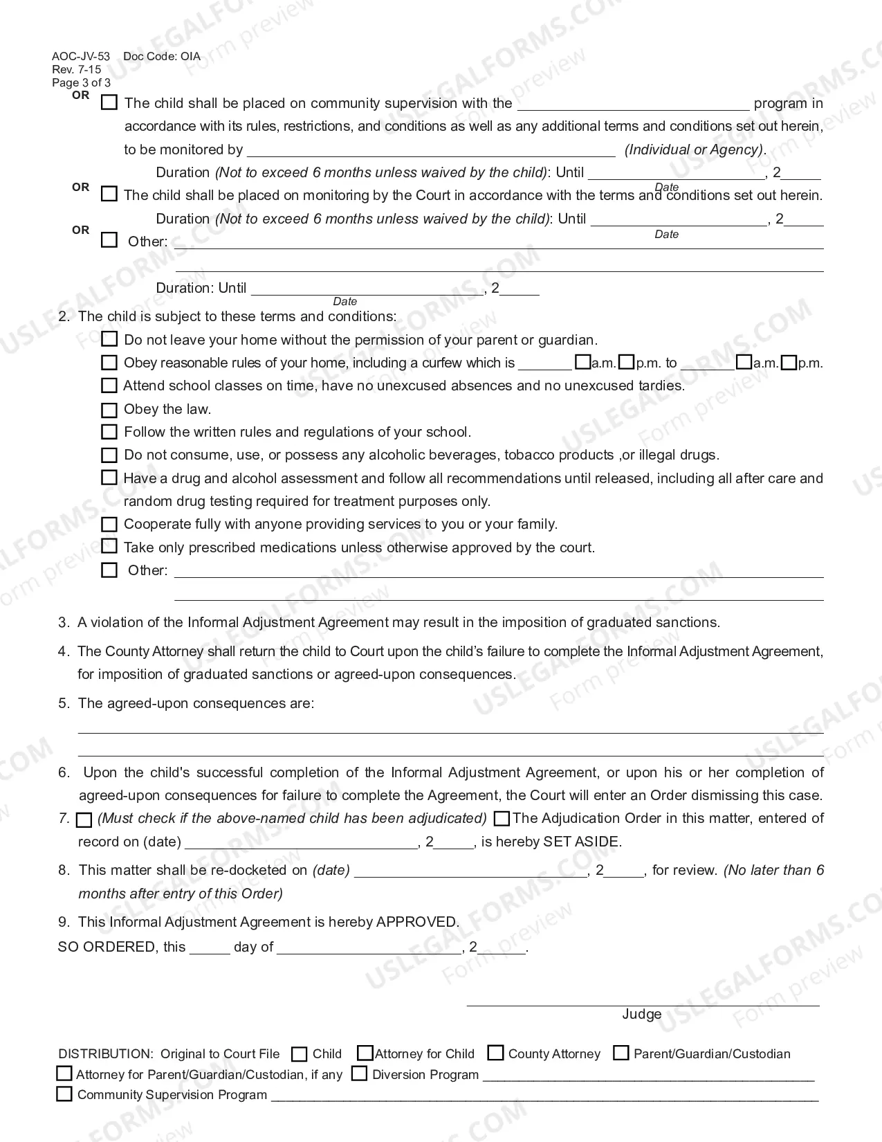 Preview Informal Adjustment Agreement and Order
