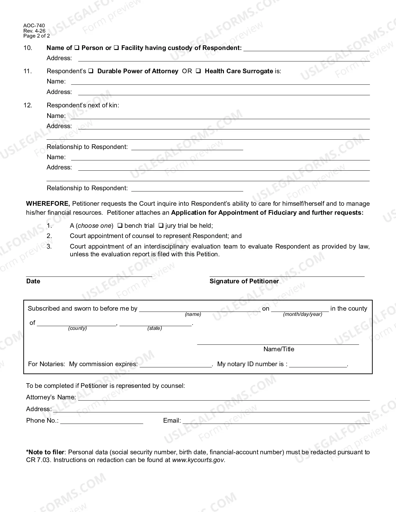 Preview Petition to Determine if Disabled