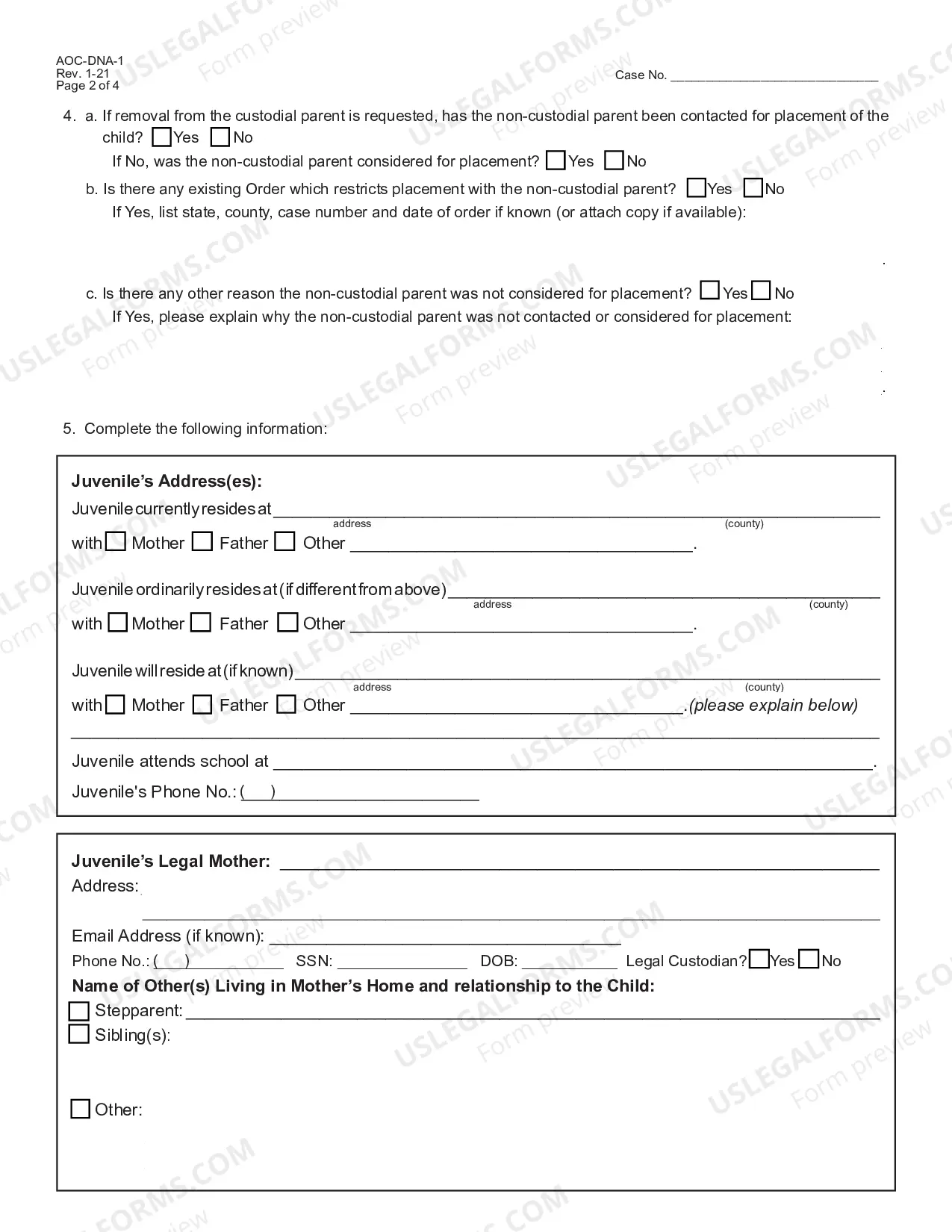 Preview Juvenile Dependency-Neglect or Abuse Petition [ ] w/Emergency Custody Order Affidavit