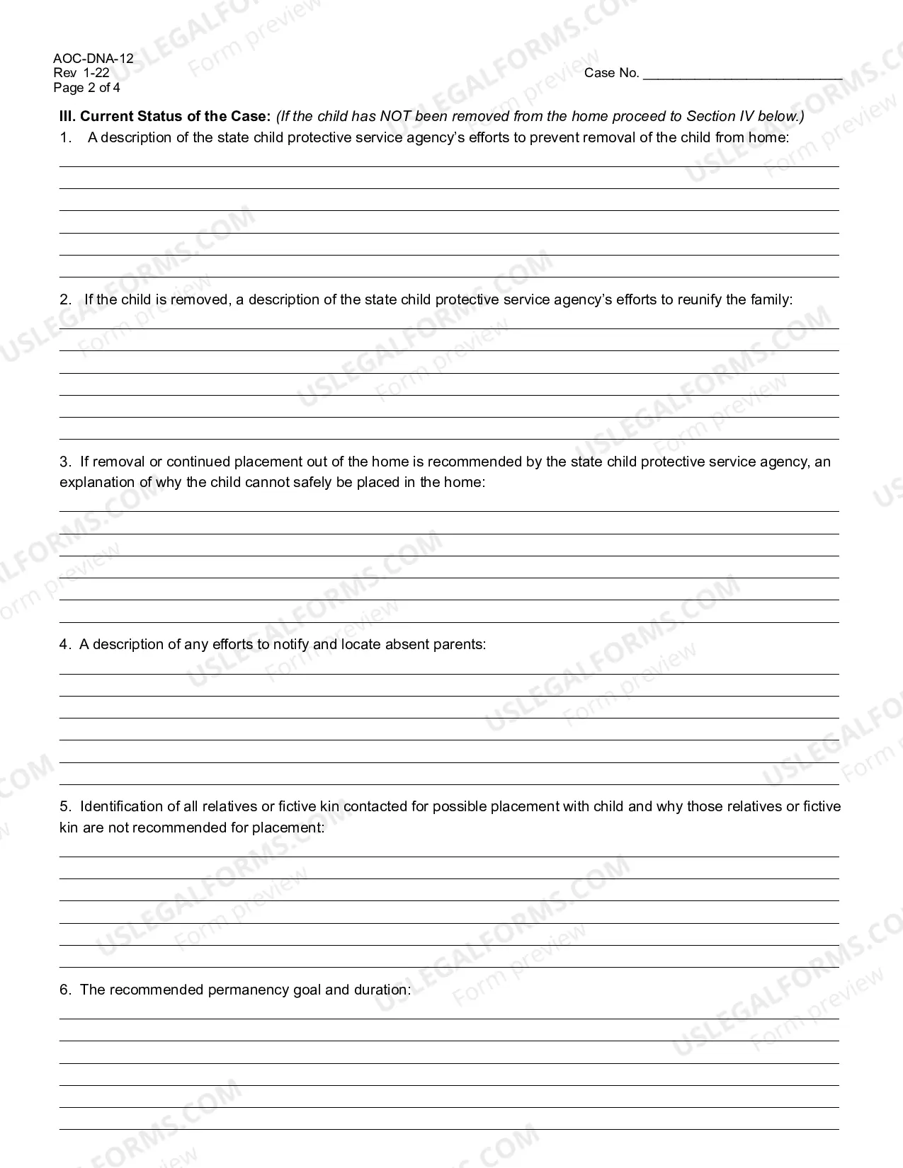 Preview Dependency-Neglect or Abuse Dispositional Report