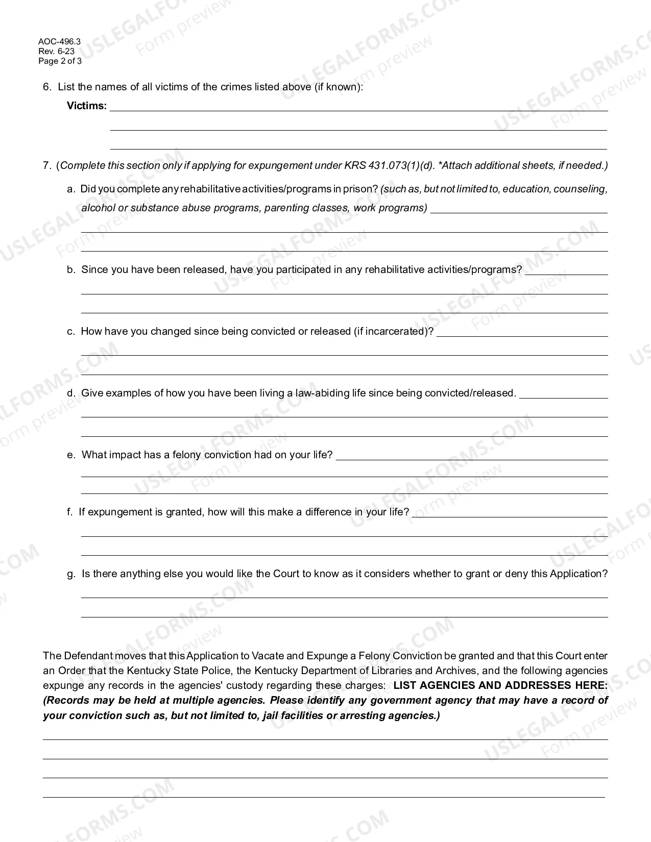 Preview Application to Vacate and Expunge Felony Conviction