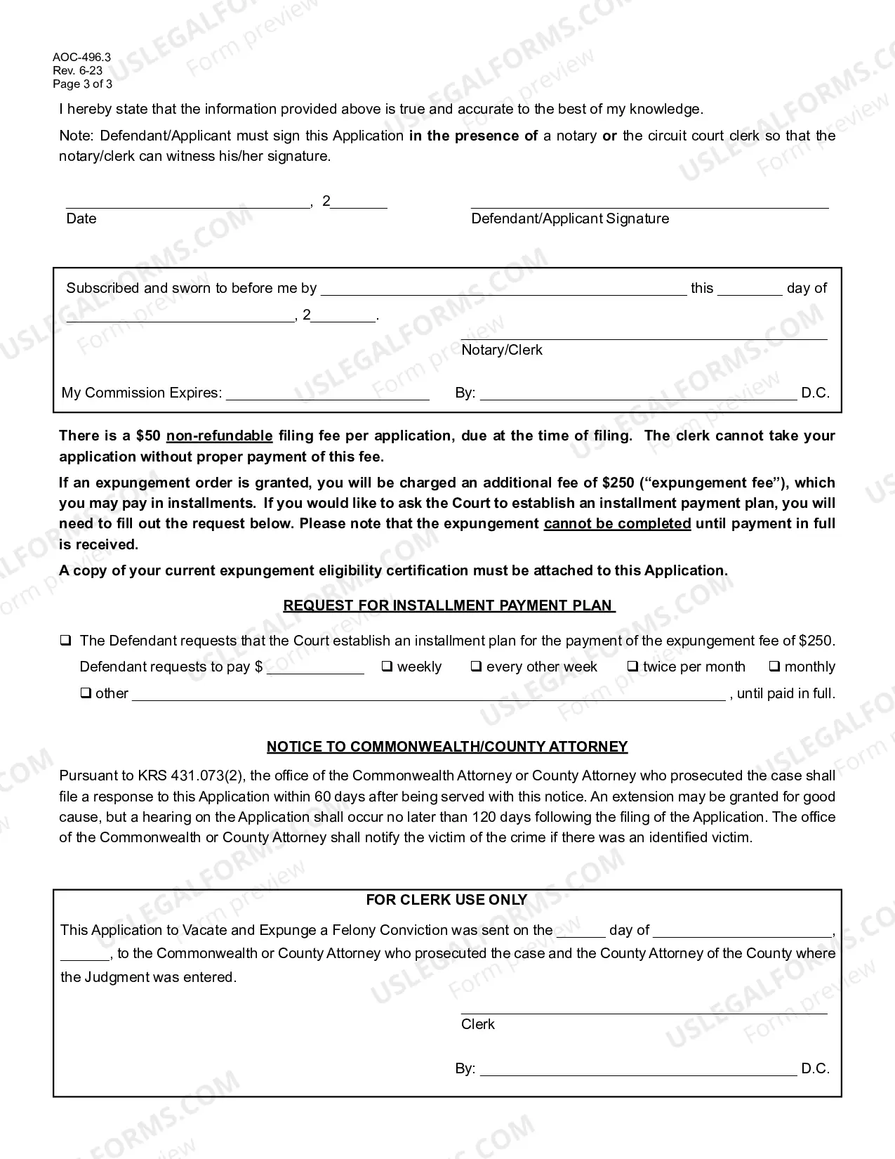 Preview Application to Vacate and Expunge Felony Conviction