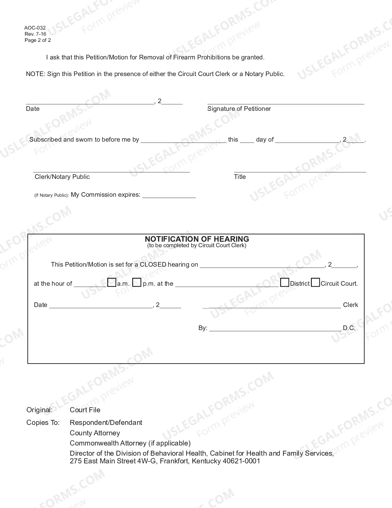 Preview Petition-Motion for Removal of Firearm Prohibitions