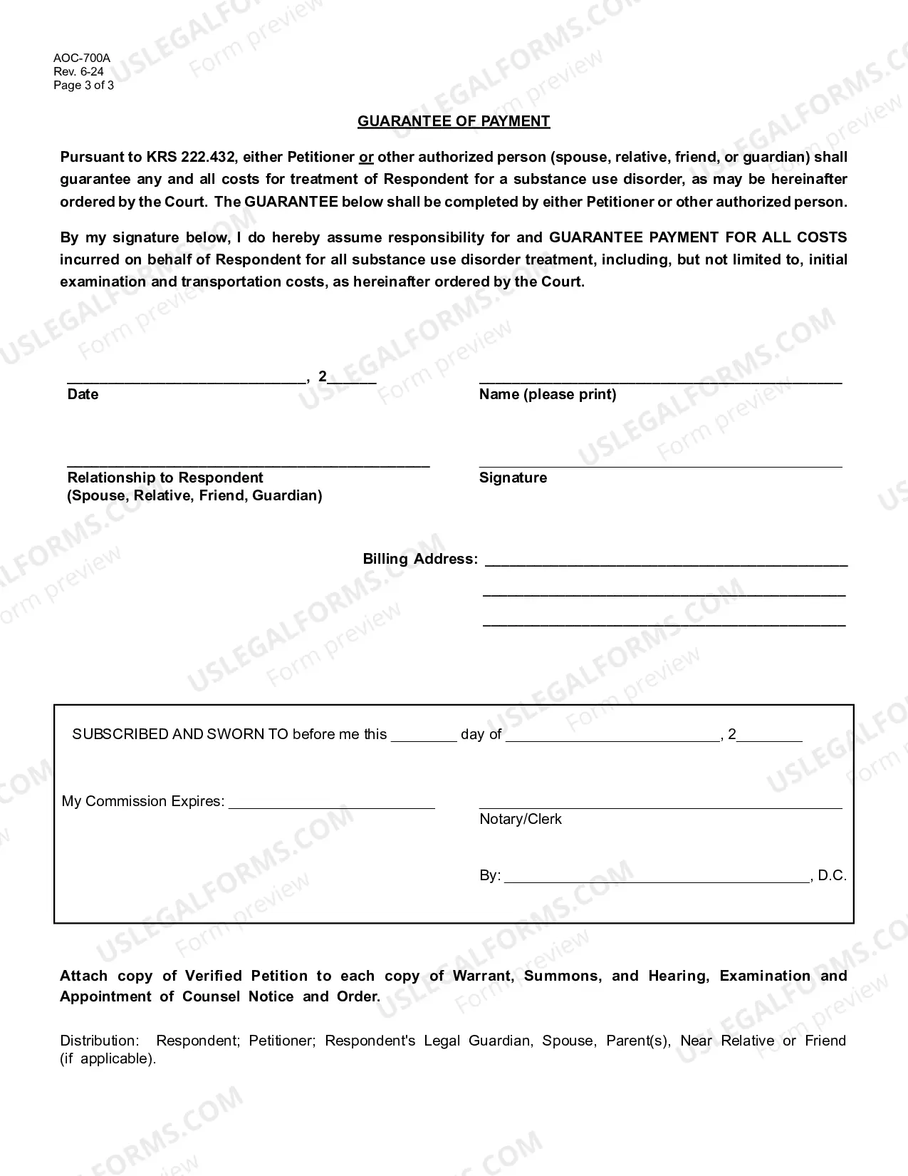 Preview Verified Petition for 60-360 Day Involuntary Treatment (Alcohol/Drug Abuse)