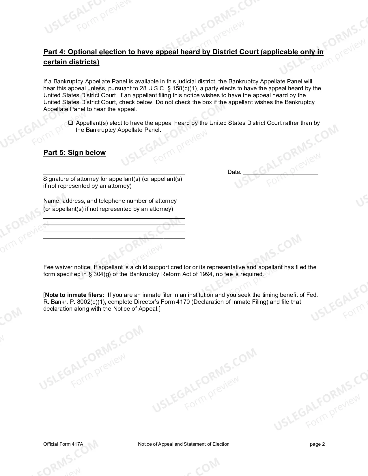 Preview Notice of Appeal And Statement Of Election