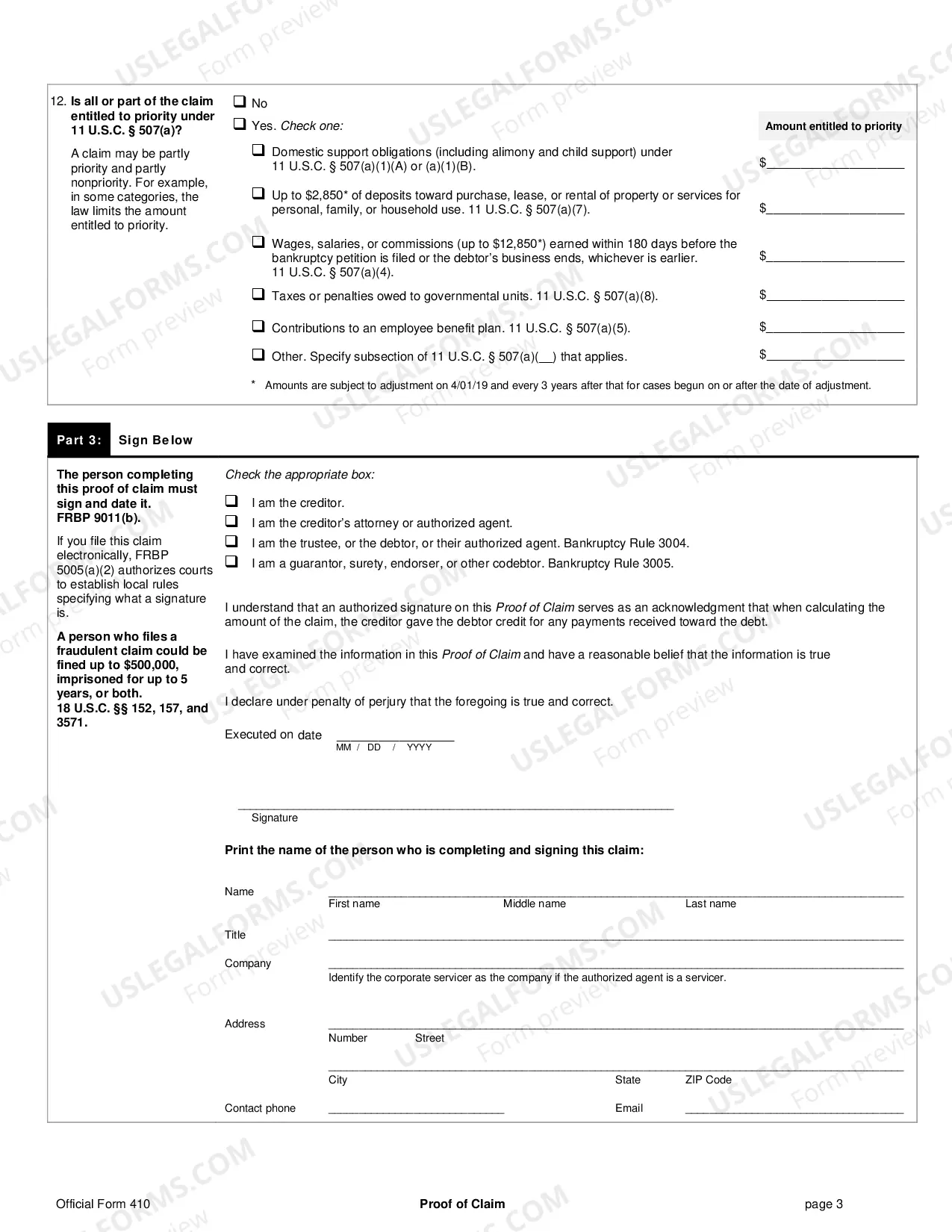 Preview Proof of Claim