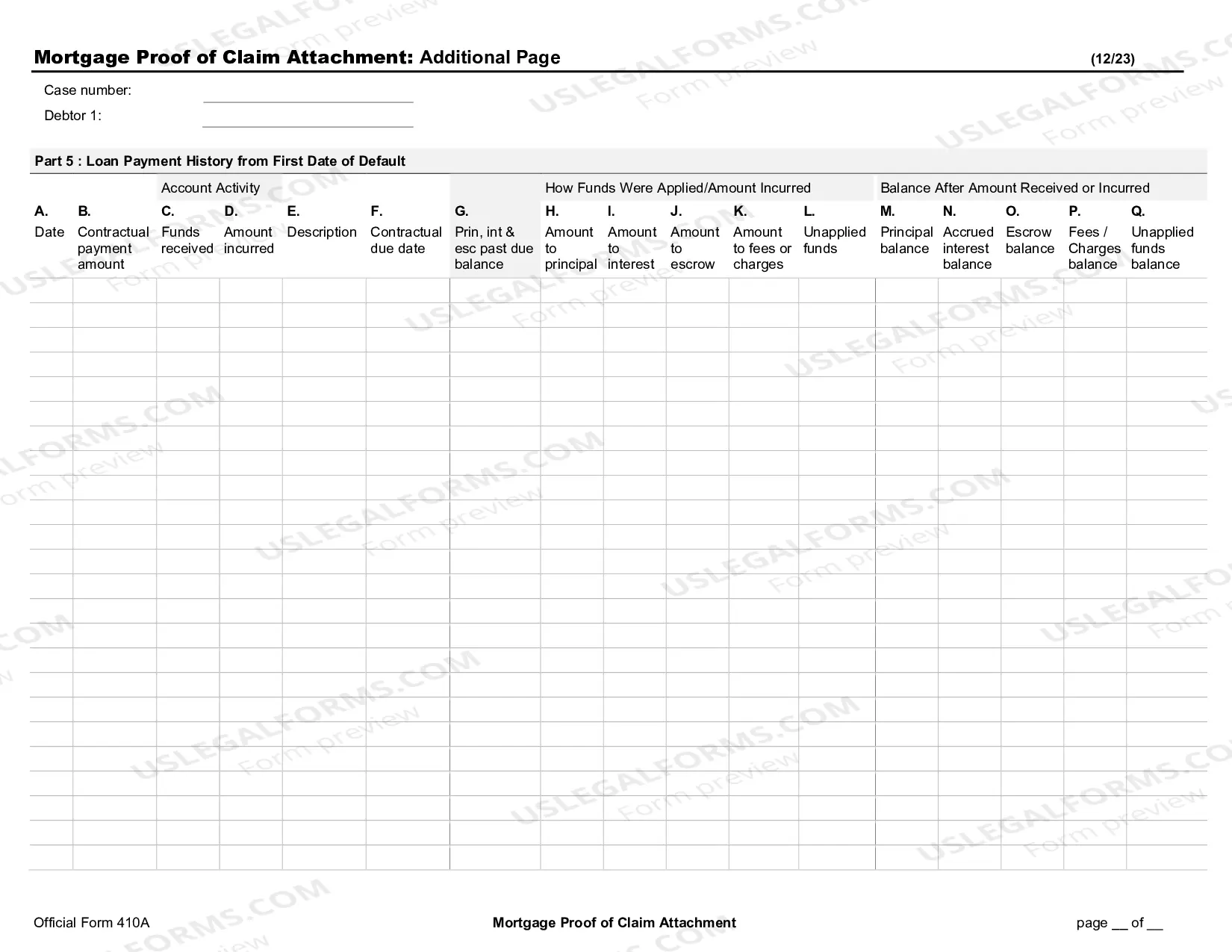 Preview Proof of Claim, Attachment A