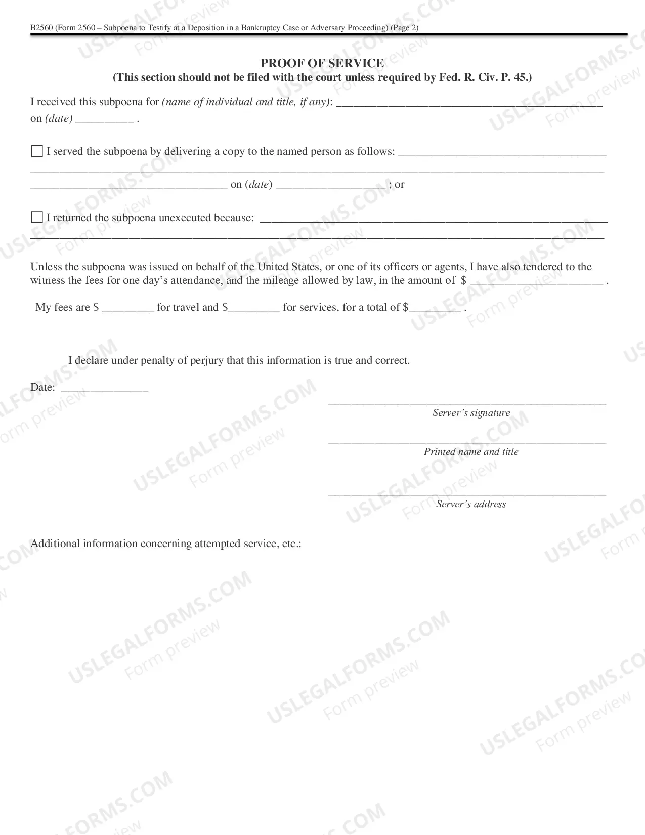 Preview Subpoena to Testify at a Deposition in a Bankruptcy Case (or Adversary Proceeding)