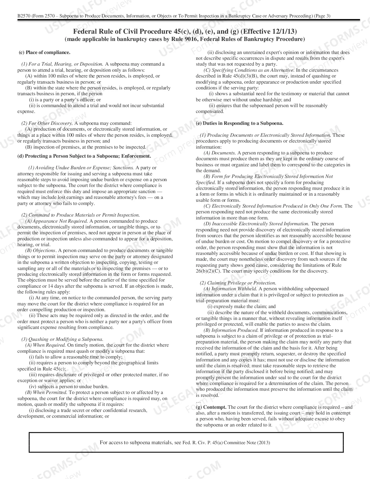 Preview Subpoena to Produce Documents, Information, or Objects or to Permit Inspection of Premises ina Bankruptcy Case (or Adversary Proceeding)