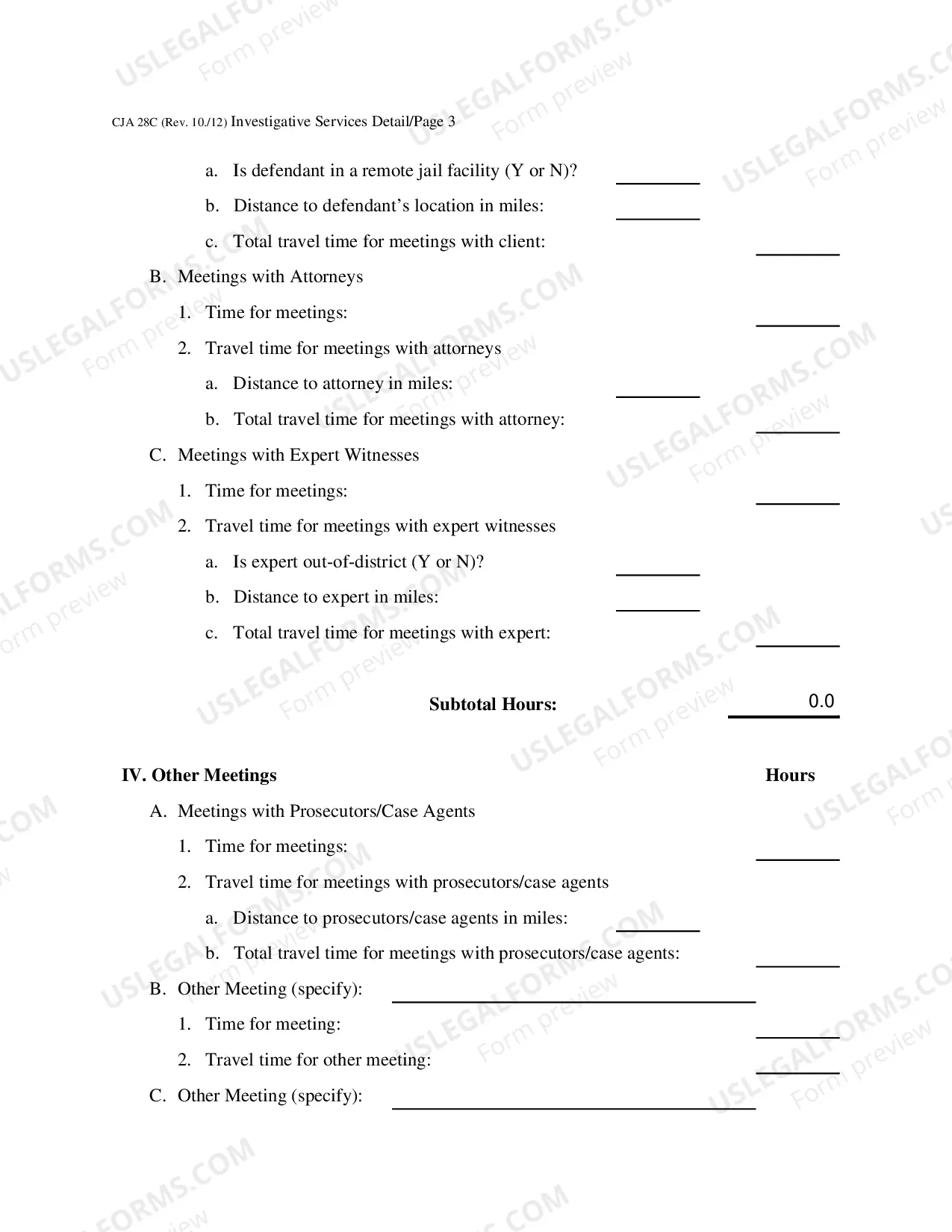 Preview Investigative Services Detailed Budget Worksheet for Non-capital Representations with the Potential for Extraordinary Cost