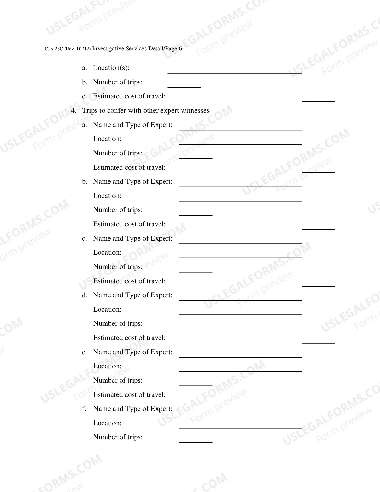 Preview Investigative Services Detailed Budget Worksheet for Non-capital Representations with the Potential for Extraordinary Cost